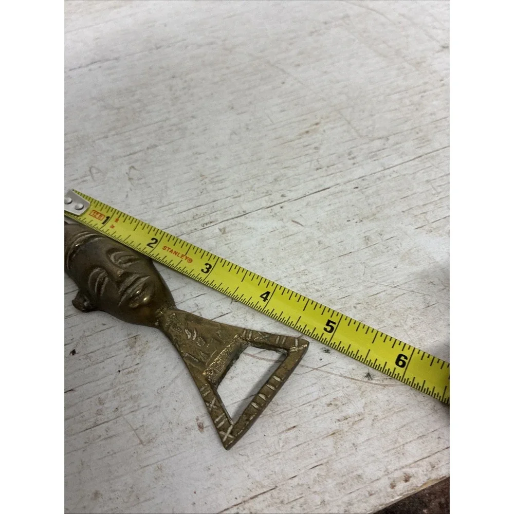 Vintage African Tribal Bottle Opener BRASS Vintage Small Figural